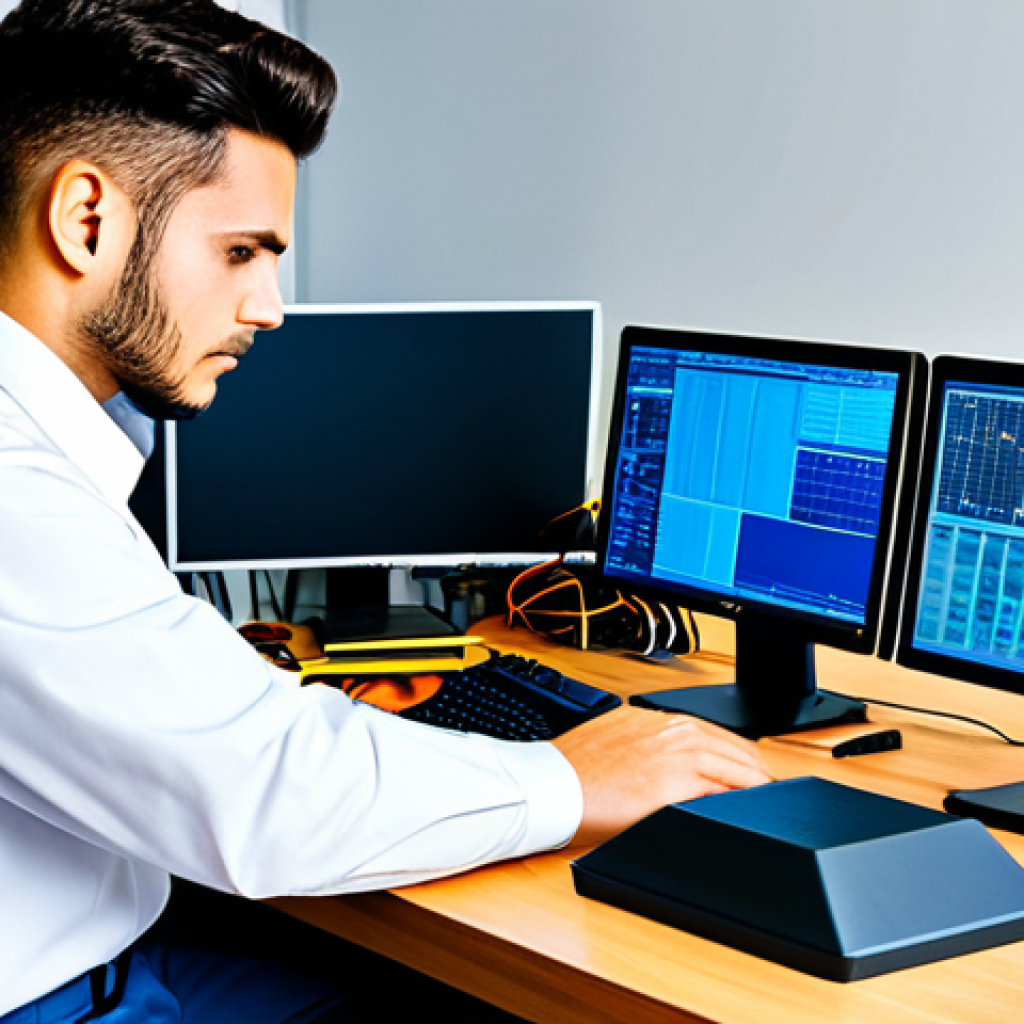 전자기술사와 관련된 프로젝트 관리 도구 - Time Tracking Efficiency**

"A focused electrical engineer, fully clothed in work attire, using time...