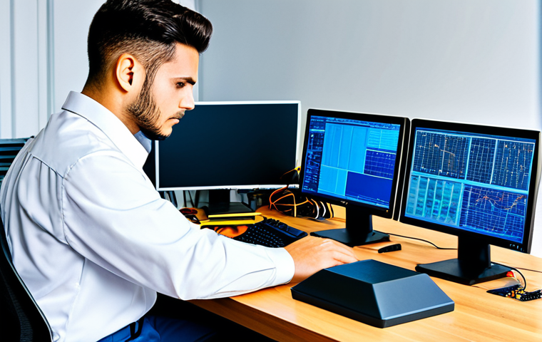 전자기술사와 관련된 프로젝트 관리 도구 - Time Tracking Efficiency**

"A focused electrical engineer, fully clothed in work attire, using time...