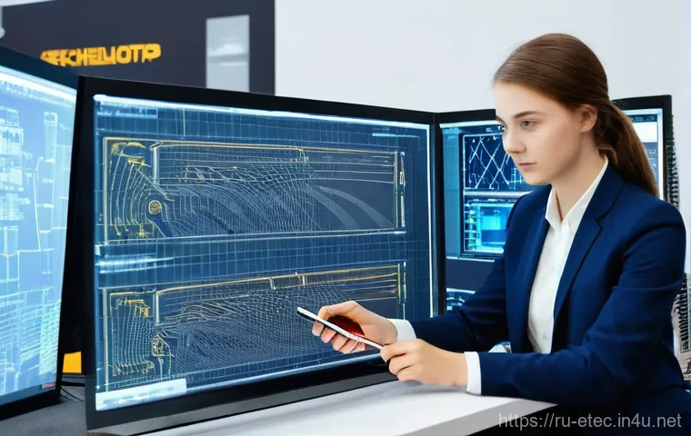 전자기술사와 관련된 자격증 연계 학습 - **A highly skilled young Russian female engineer, aged 28, in a state-of-the-art electronics design ...