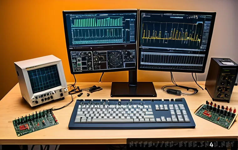 전자기술사와 관련된 실무 툴 활용법 - A modern electronics engineer&rsquo;s workspace featuring a high-tech CAD system on a large widescreen mon...