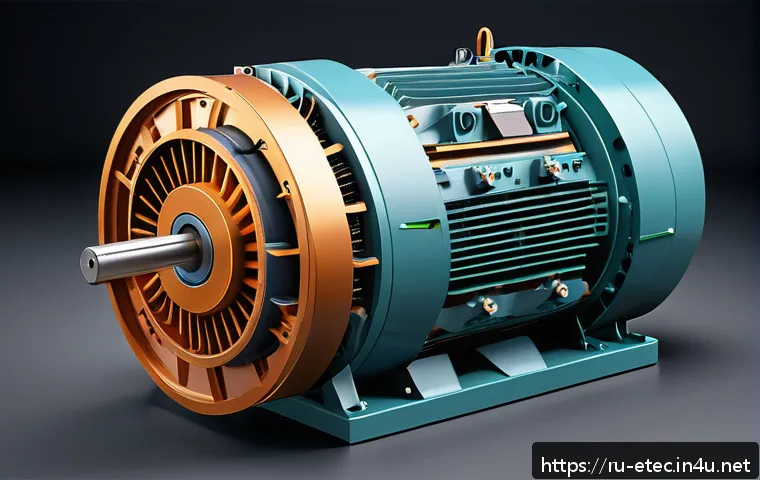 전자기술사 시험에서 자주 틀리는 문제 - A detailed technical illustration of an asynchronous electric motor in operation, showing the rotati...